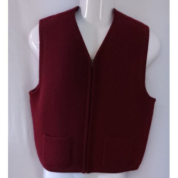 Vtg Van Heusen Burgundy Wool Zip Sweater Vest Sleeveless Womens XL/TG Preppy - Picture 1 of 8